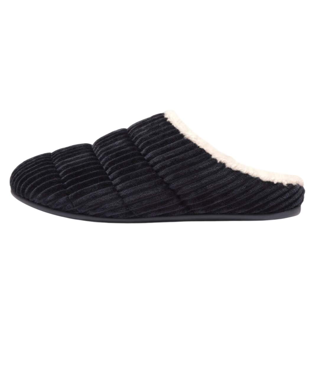 Womens/ladies chrissie corduroy fleece lined slippers navy FitFlop-3
