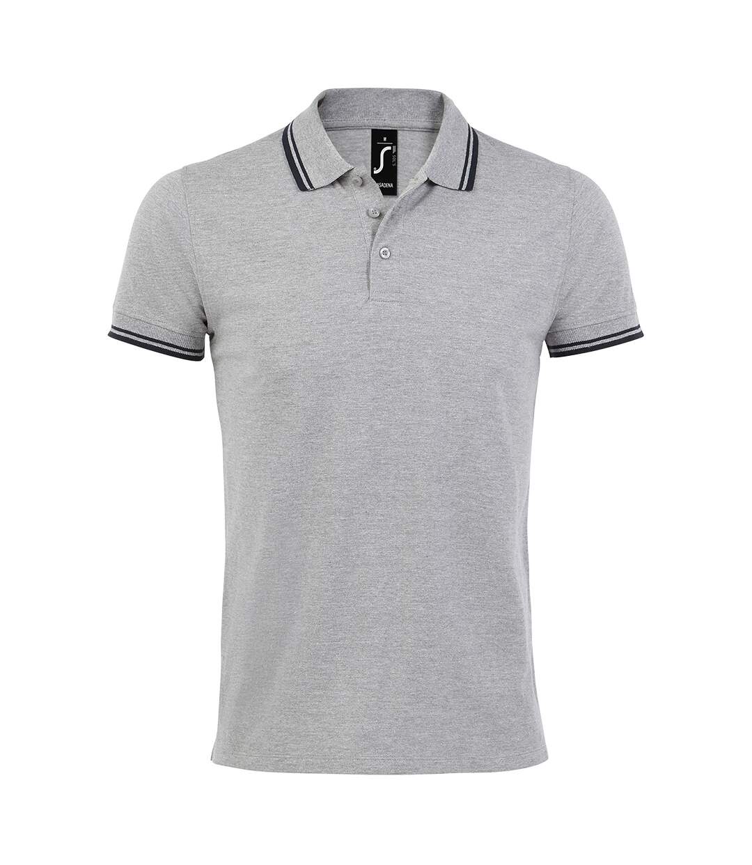 SOLS - Polo manches courtes PASADENA - Homme (Gris chiné/bleu marine) - UTPC2431