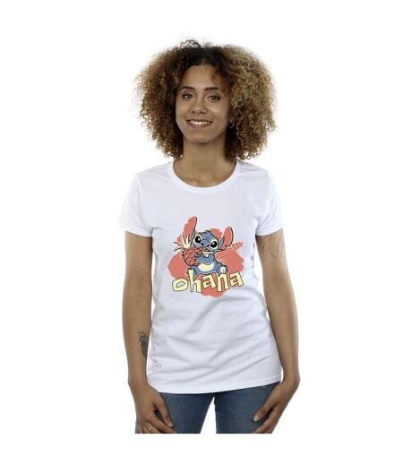 Disney Femmes/Les femmes Lilo And Stitch Ohana Pineapple Cotton T-Shirt (Blanc) - UTBI25804