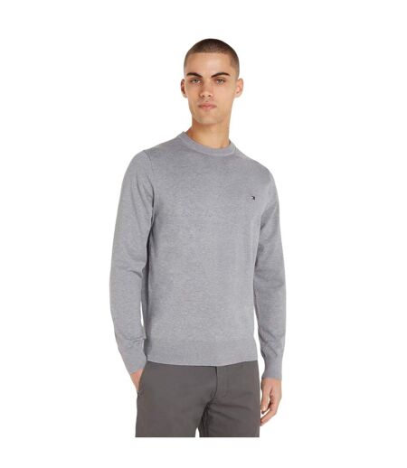Mens 1985 Cotton Crew Neck Sweater Top Grey Tommy Hilfiger