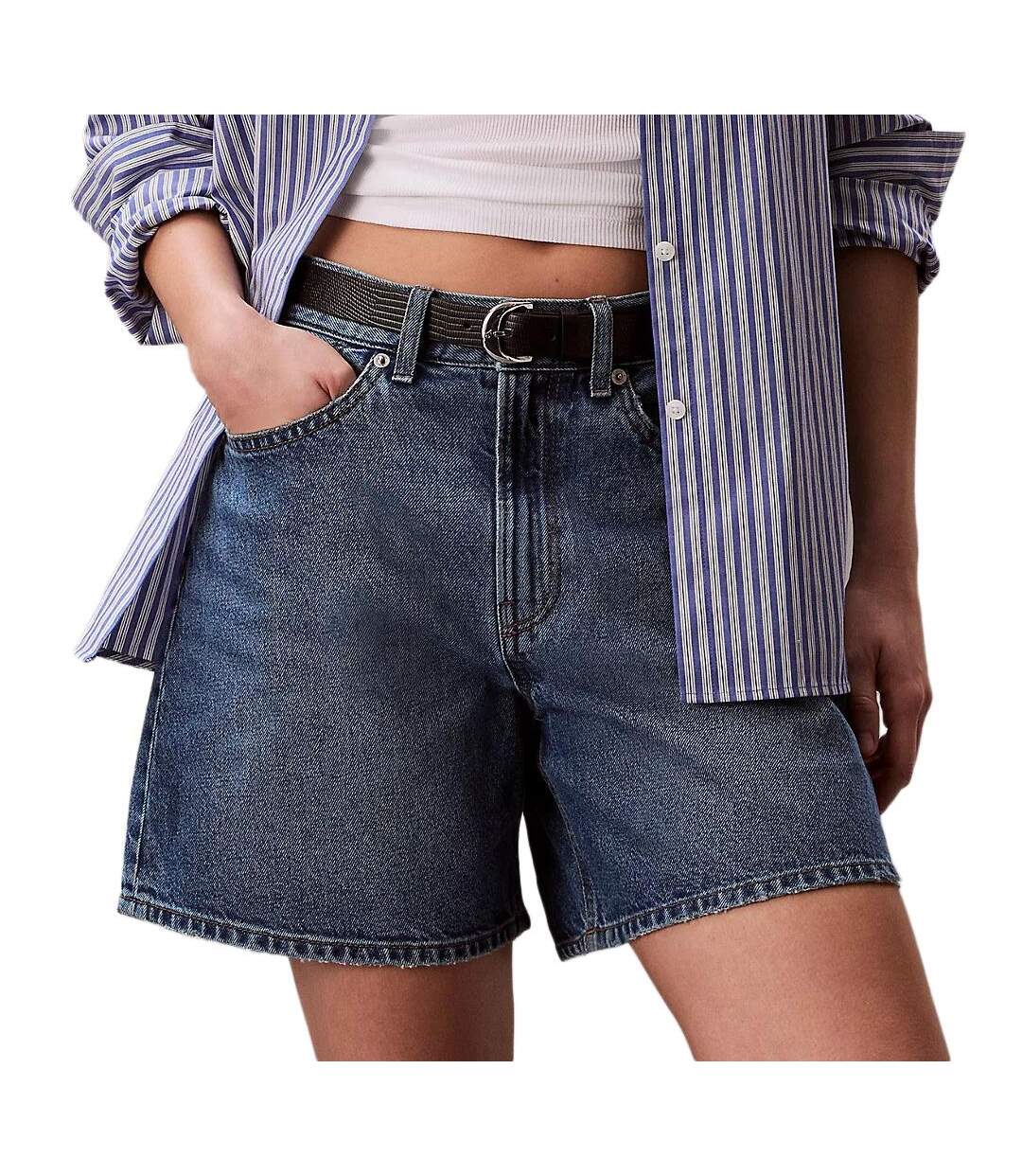 Short bleu femme calvin klein jeans rise aline-1