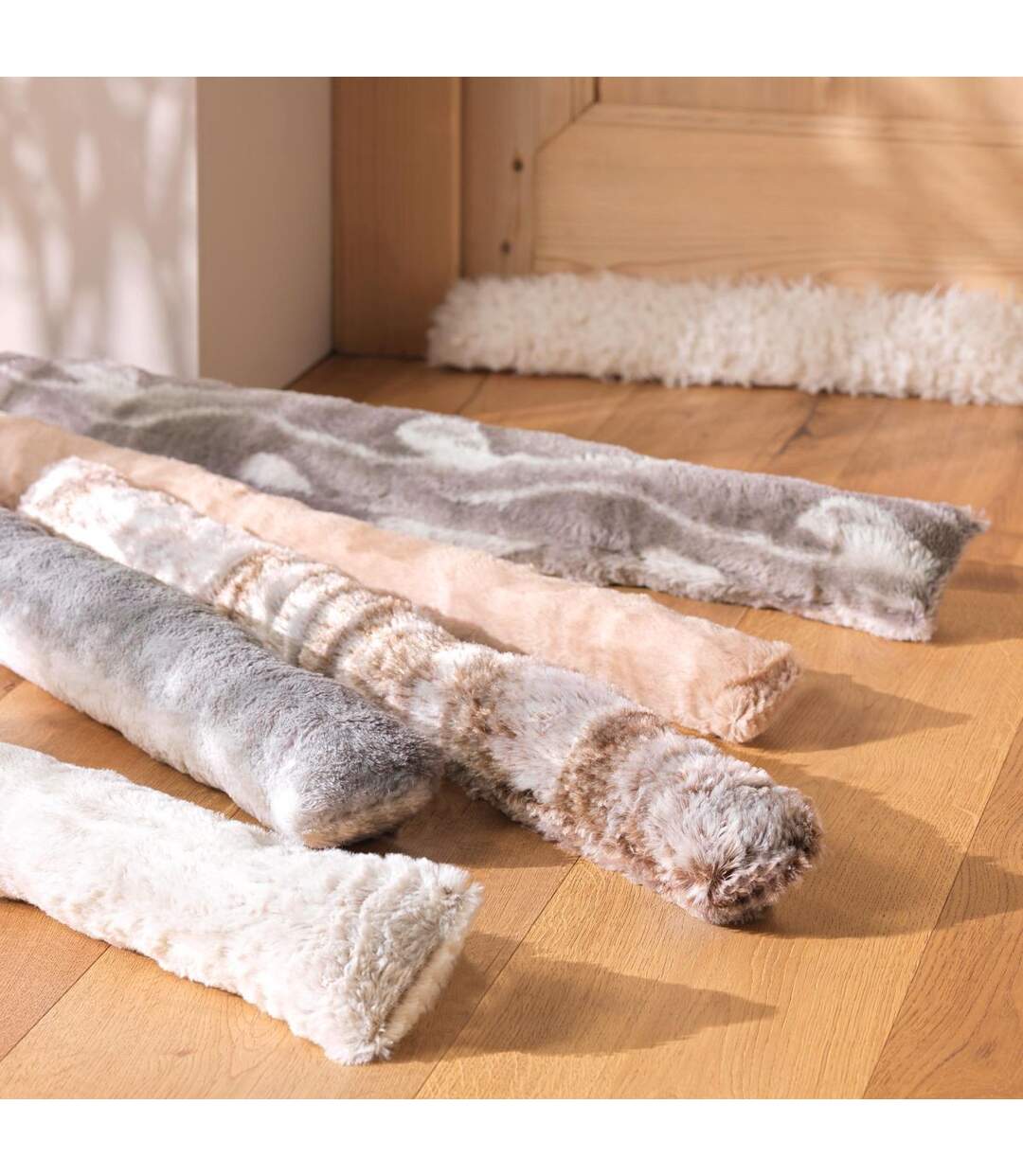 Boudin Bas de Porte Imitation Fourrure Lynx 80cm Naturel-5