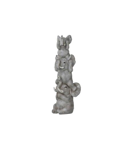 Statuette Déco en Résine 3 Éléphants 32cm Gris