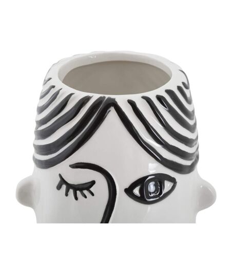 Vase Déco Visage en Porcelaine Face 26cm Blanc & Noir