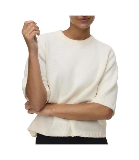 Pull manches courtes beige femme vero moda boom