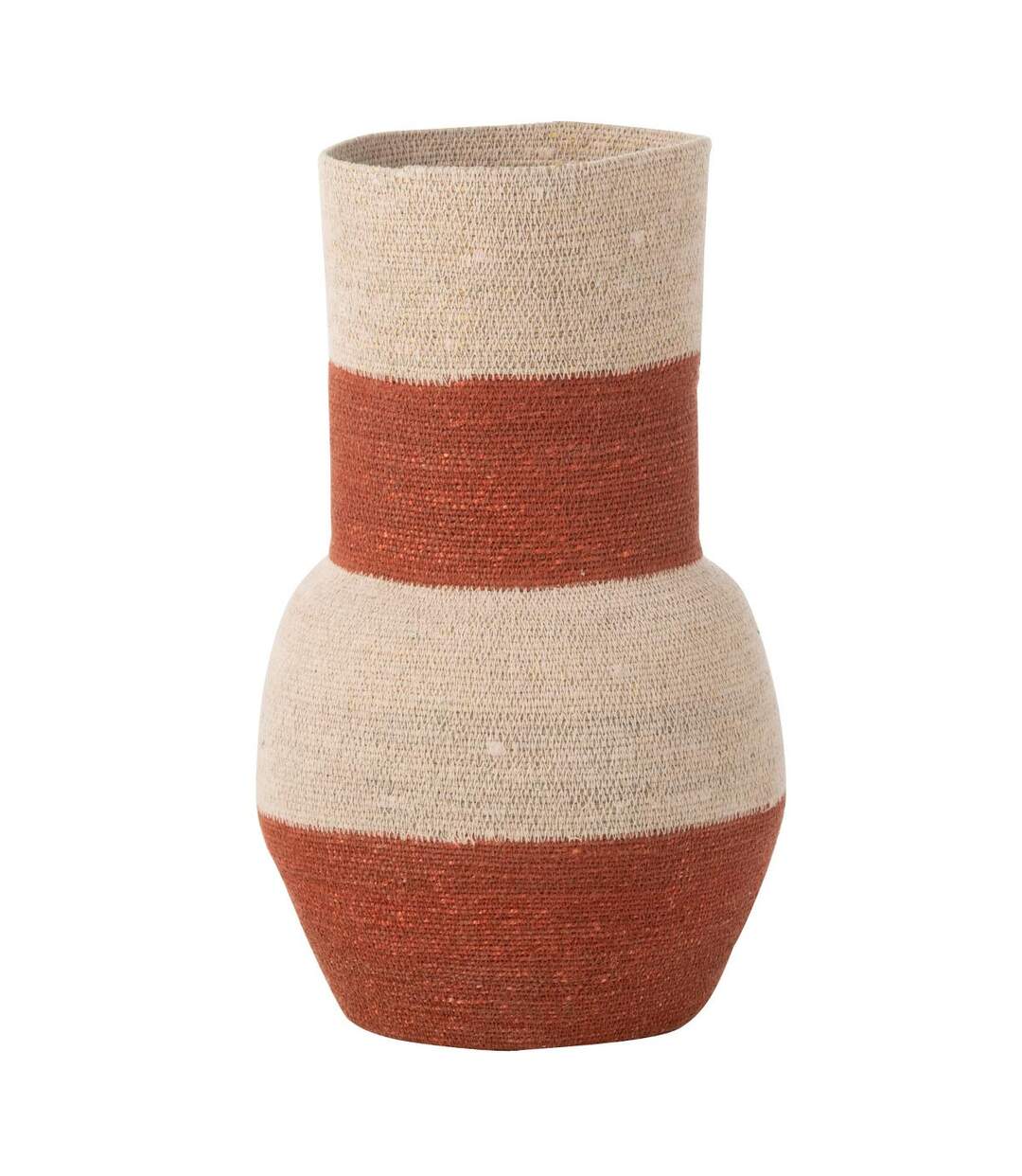 Vase Déco en Jonc Rayures 52cm Naturel & Terracotta-1