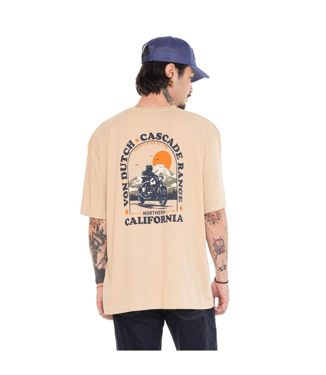 T-shirt homme relax en jersey avec print devant et dos Road Vondutch-3