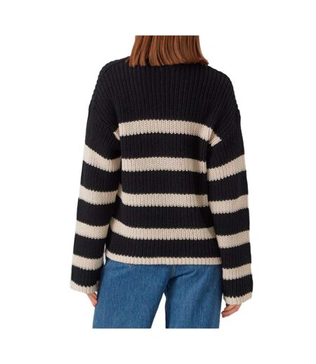 Pull noir/beige femme vero moda hilda - l