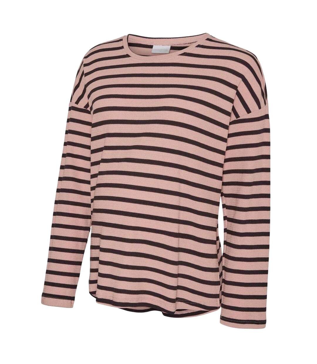 T-shirt Manches Longues Motif/style À Rayures Mlsille Femme Rose Mamalicious-2