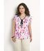 T-shirt court col V avec liens imprimé floral-1