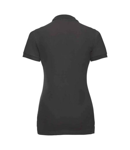 Womens/ladies pique stretch polo shirt black Russell