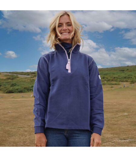 Womens/ladies Quarter Zip Sweatshirt Twilight Pink Lazy Jacks