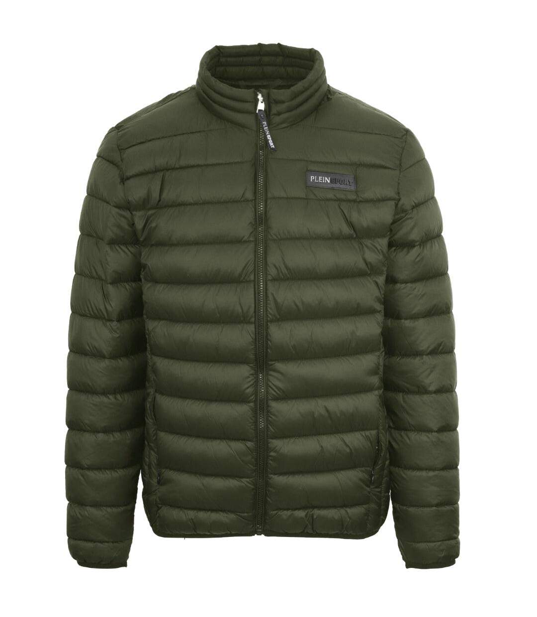 Doudoune Matelassée Motif/style Écusson Homme Vert Plein Sport-1