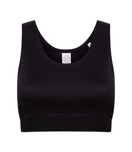 SF Womens/Ladies Fashion Crop Top (Black/Black) - UTPC5482