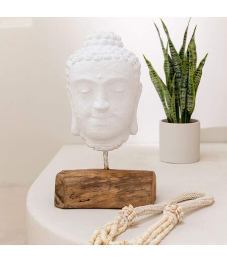 Statuette Déco en Ciment Tête 44cm Blanc & Naturel