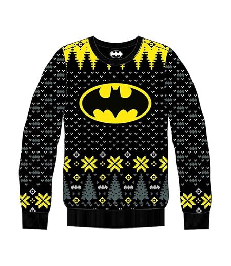 Sweat Noël Motif/style Logo Homme Noir Jaune Batman