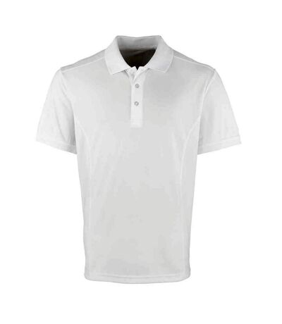 Mens coolchecker pique polo shirt white Premier