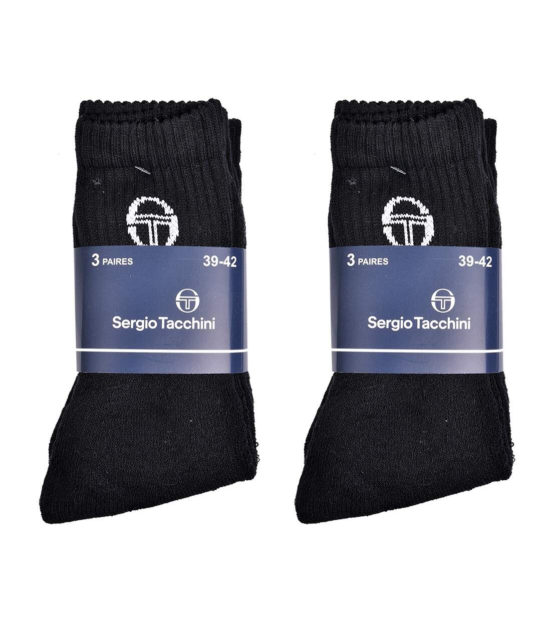 Chaussettes homme Sergio Tacchini Tennis Pack de 6 Paires Tennis Noires-2