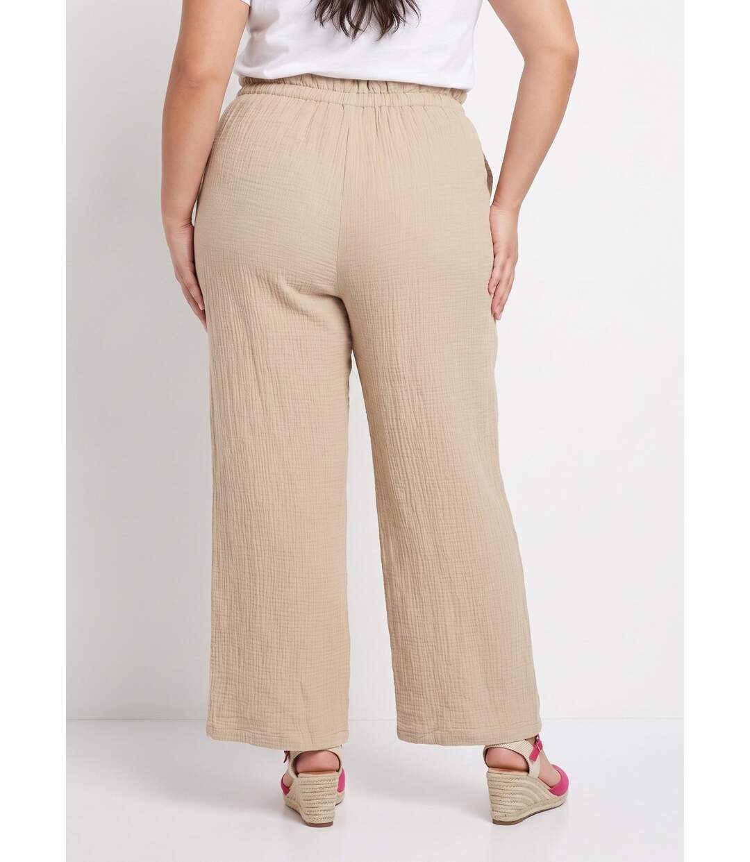 Pantalon large tendance, gaze de coton-2