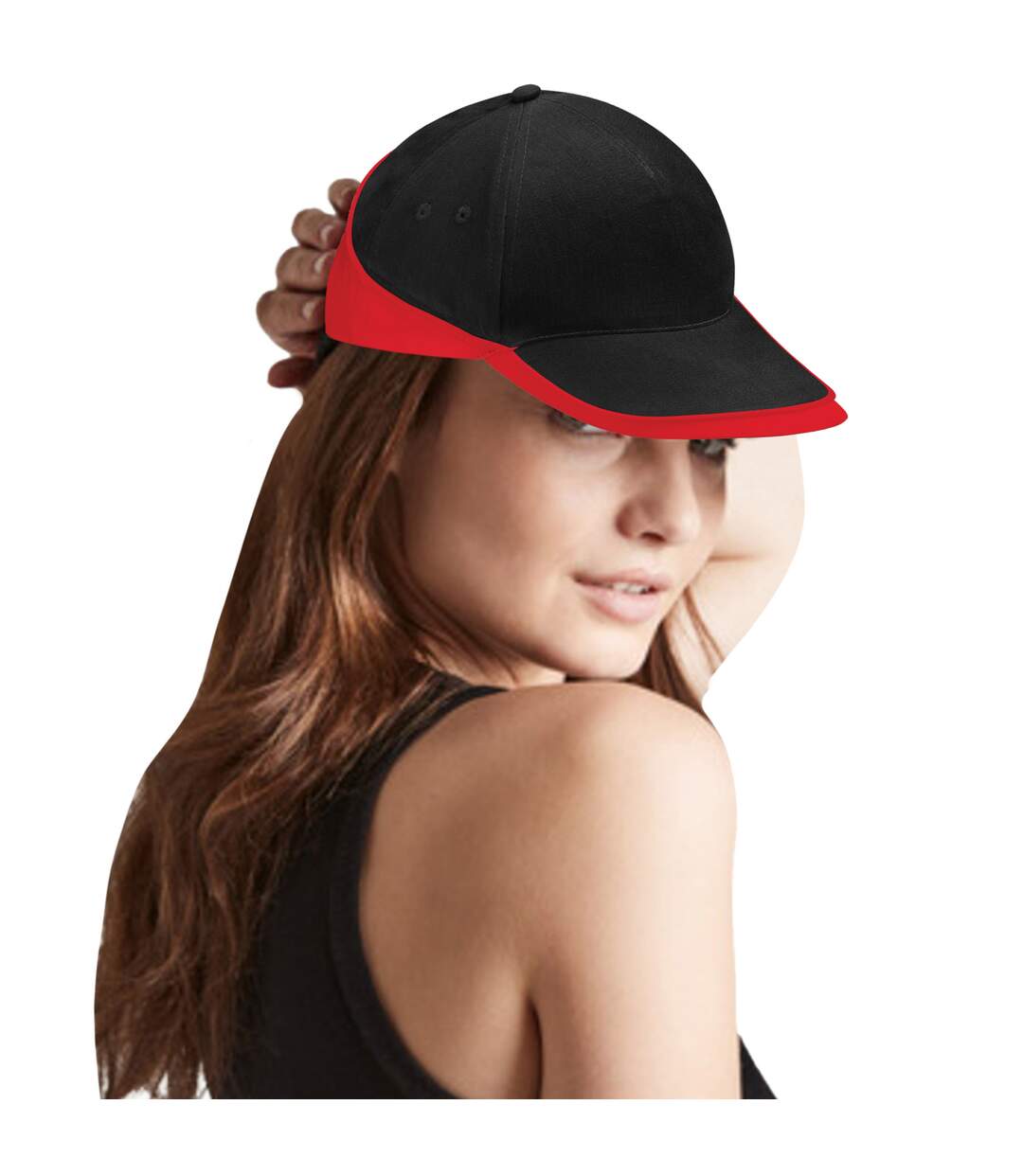 Beechfield Unisex Teamwear Competition Cap Baseball / Headwear (Black/Classic Red) - UTRW223-2