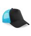 Beechfield Mens Half Mesh Trucker Cap / Headwear (Black/Surf Blue) - UTRW260