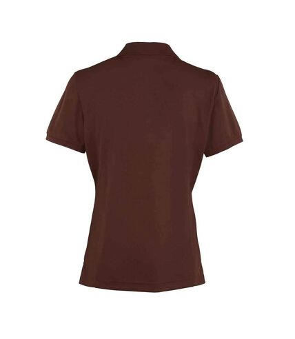 Womens/ladies coolchecker pique polo shirt brown Premier