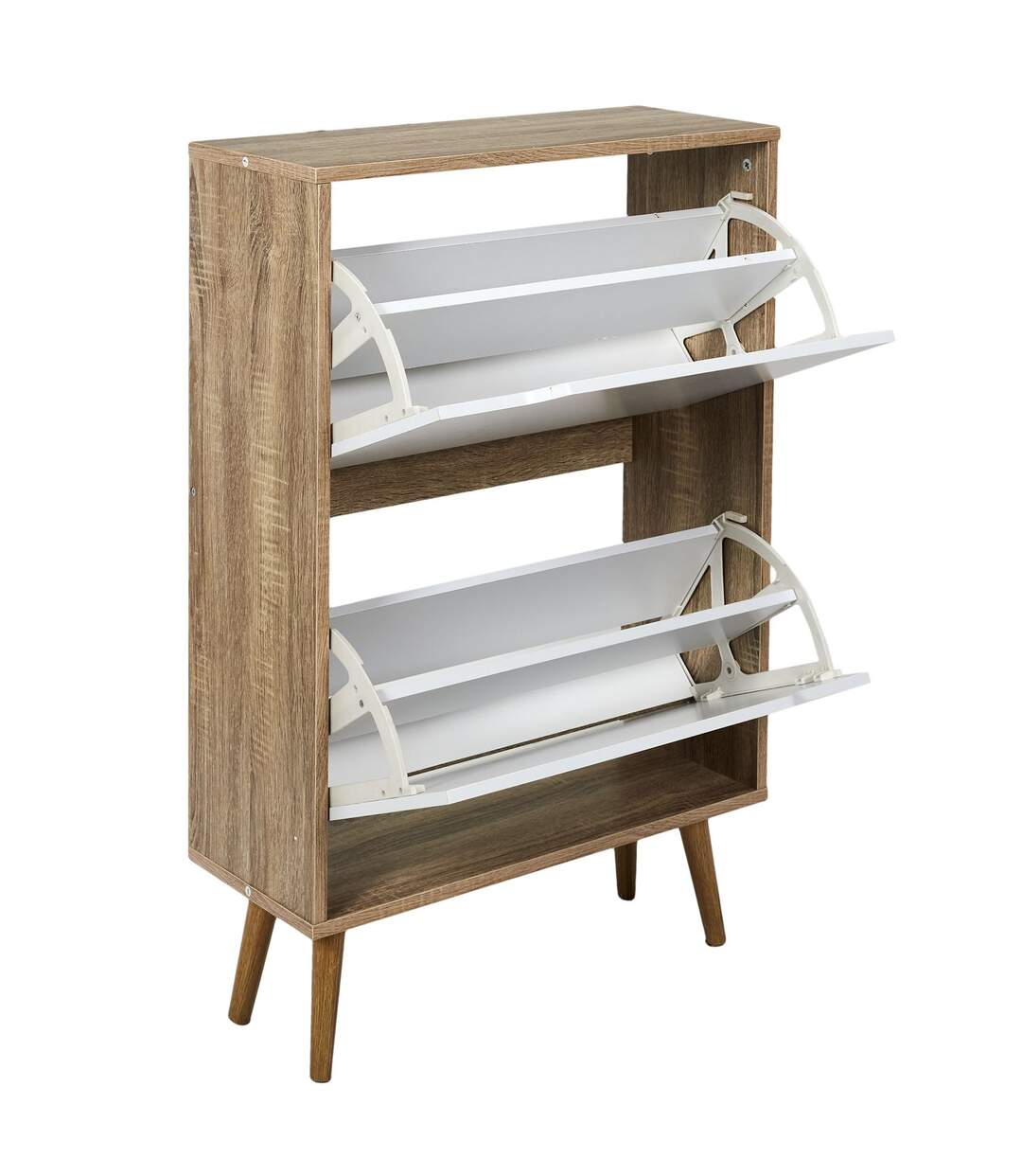 Meuble à chaussures avec 2 portes - Blanc et Bois-4