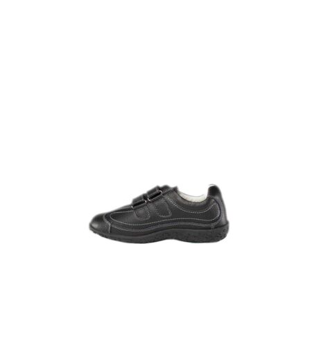 Chaussures Extra Larges En Cuir Et À Sangles À Scratch Femme Noir Boulevard