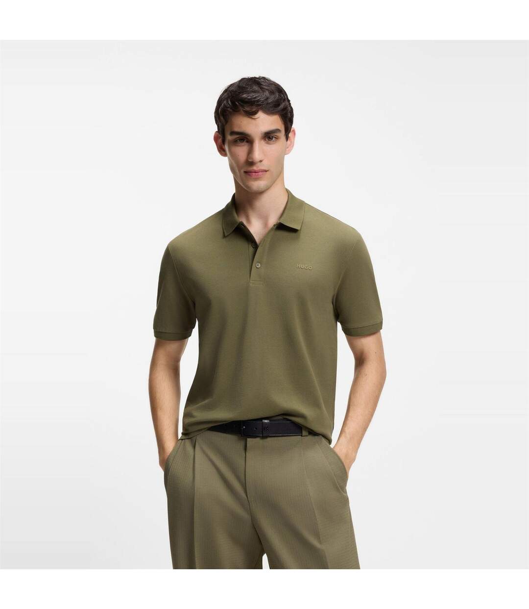 Mens Donos Cotton Polo Shirt Green Hugo-2