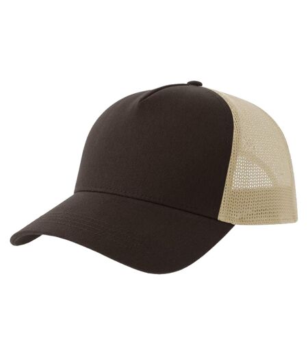 Rapper 5 panel cotton sustainable trucker cap brown/stone Atlantis