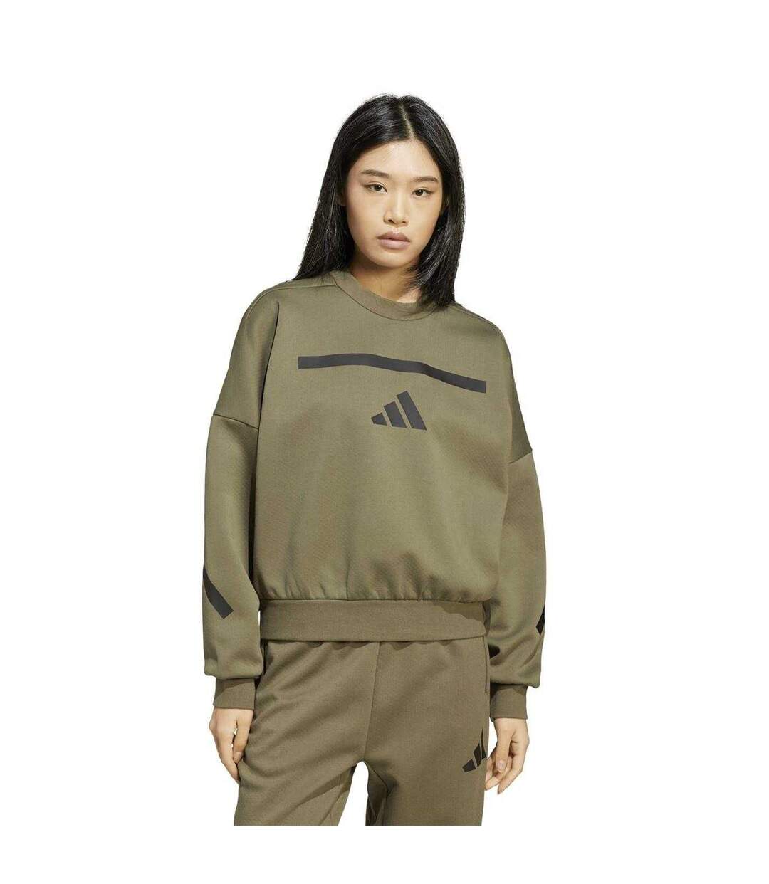 Womens/ladies Z.n.e. Primeknit Sweatshirt Olive Strata Adidas-4