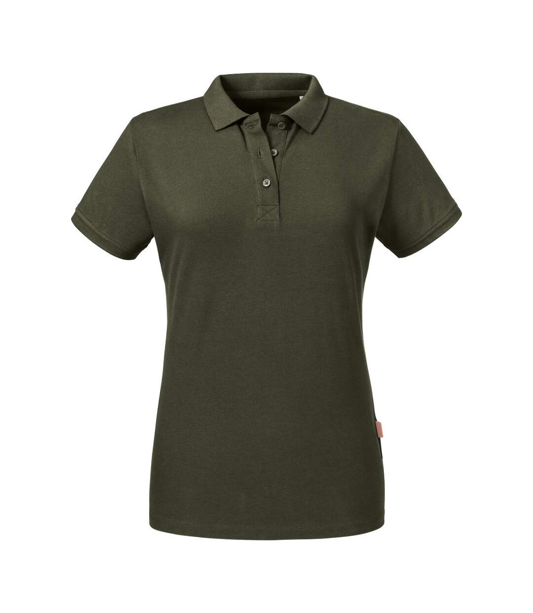 Womens/ladies Pure Organic Polo Dark Olive Russell-2