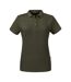 Womens/ladies Pure Organic Polo Dark Olive Russell-2