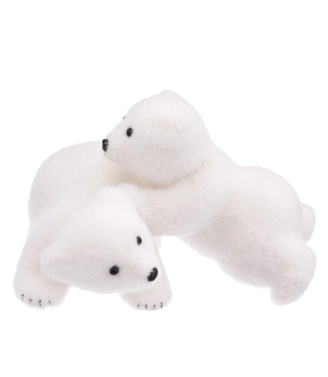 Lot de 2 Oursons qui Jouent Manteau 25cm Blanc-1
