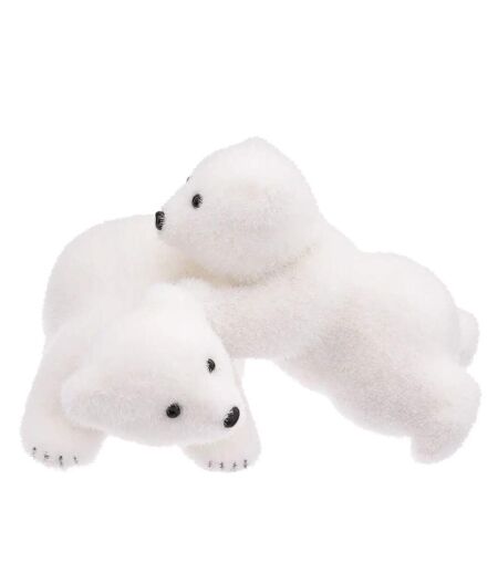 Lot de 2 Oursons qui Jouent Manteau 25cm Blanc