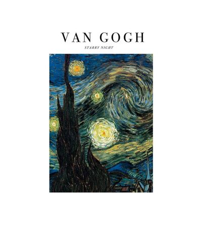 Vincent Van Gogh - Imprimé STARRY NIGHT (Blanc / Bleu / Noir) (40 cm x 50 cm) - UTPM7639
