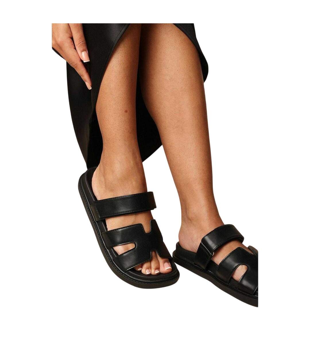 Womens/ladies Flat Sandals Black Where´s That From-4