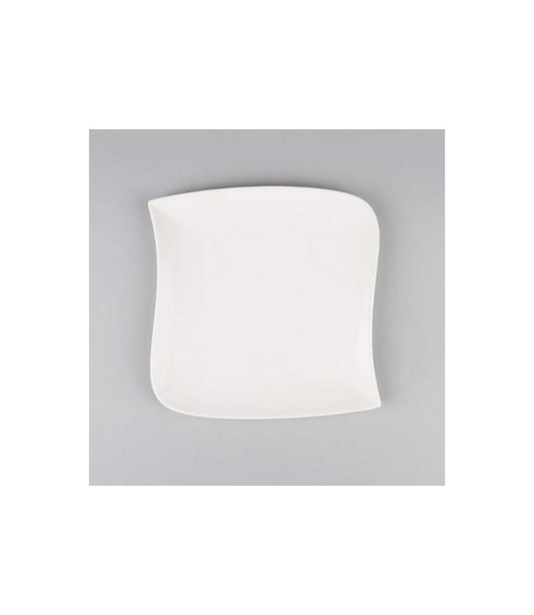 Lot de 6 Assiettes à Dessert Carrées Vague 22cm Blanc-2