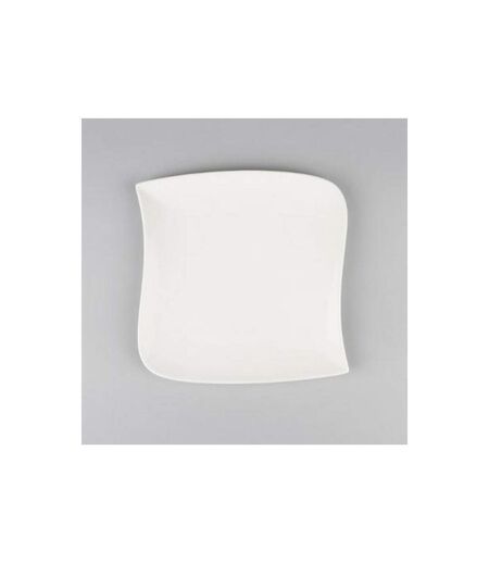 Lot de 6 Assiettes à Dessert Carrées Vague 22cm Blanc