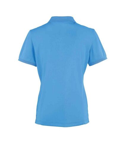 Womens/ladies coolchecker pique polo shirt sapphire blue Premier