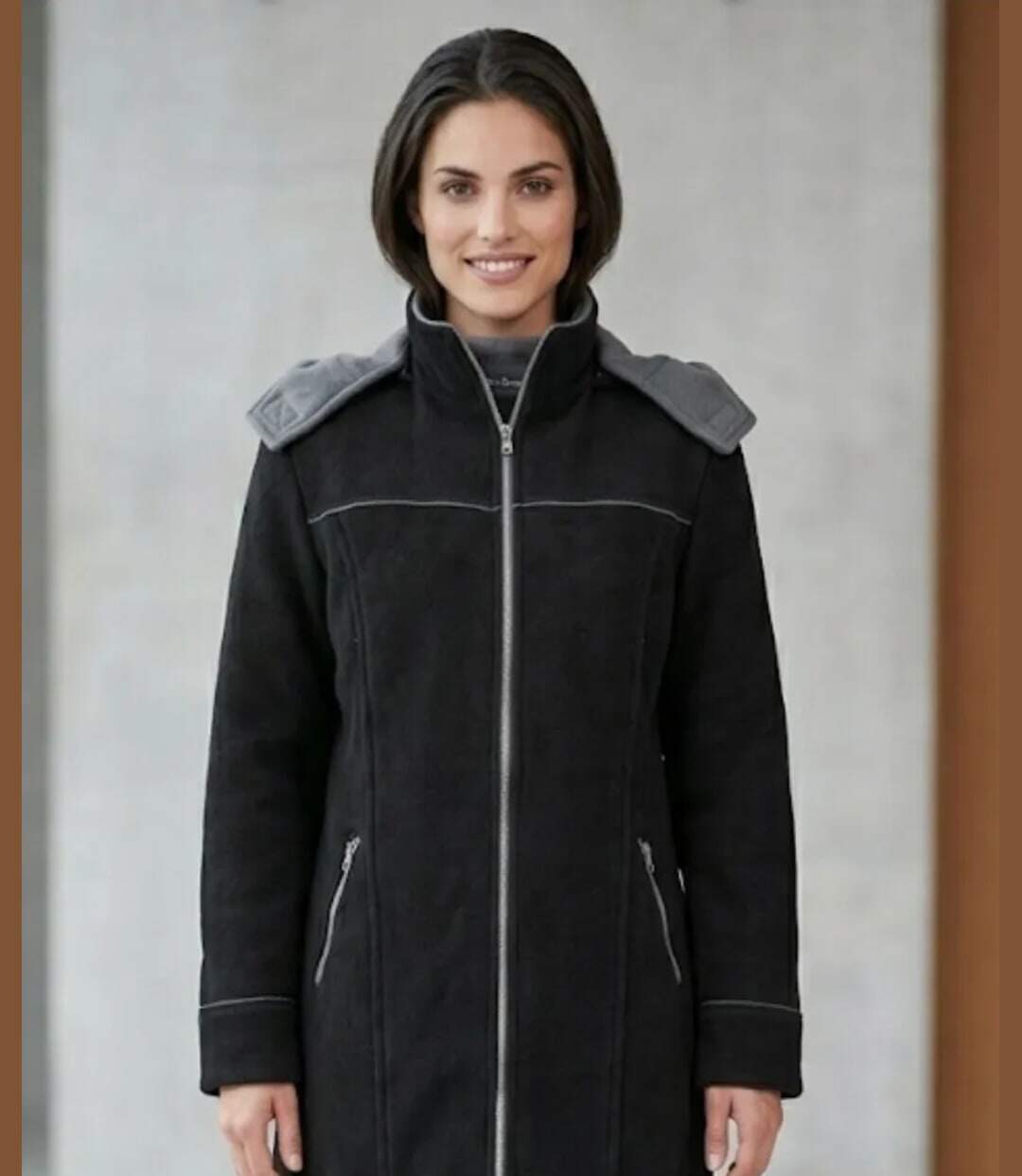 Manteau Caban Femme Tokyo4 Noir en Maille Contre-collée (Mayflower)-1