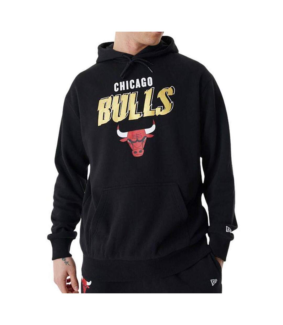 Sweat à Capuche Noir/Doré Homme New Era Nba Chicago Bulls - L-1