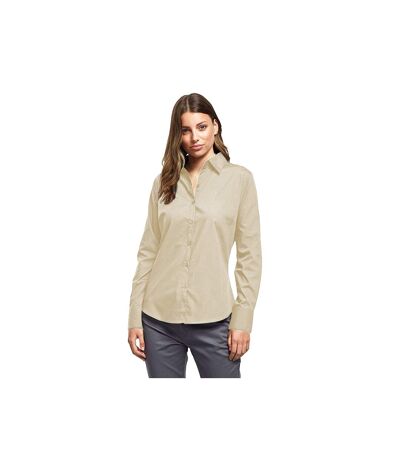 Womens/ladies Poplin Long-sleeved Blouse Natural Premier