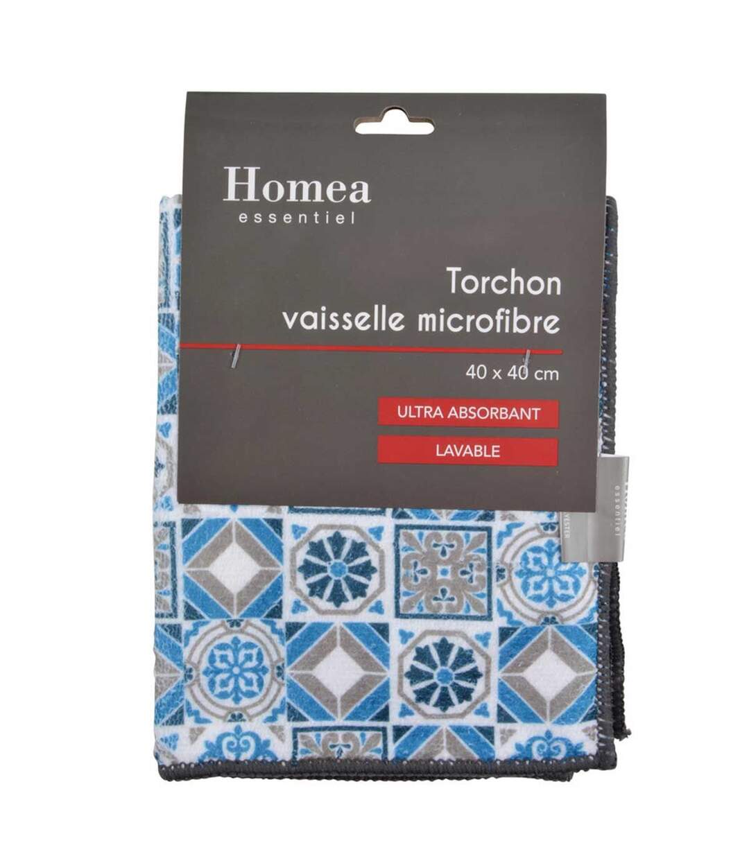 Torchon Carreaux de Ciment 40x40cm Bleu & Gris-3