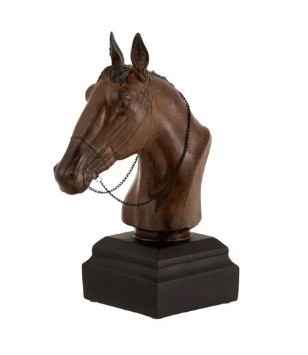 Statuette Déco Tête de Cheval 35cm Marron