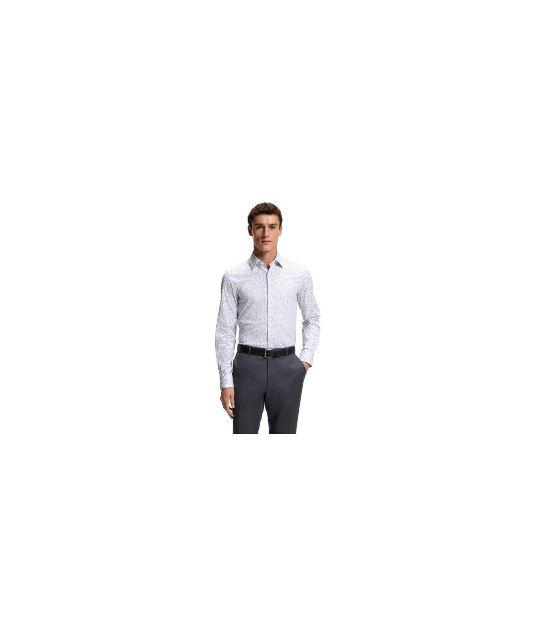 Chemise Manches Longues Motif/style Micro-pois Homme Bleu Boss-1
