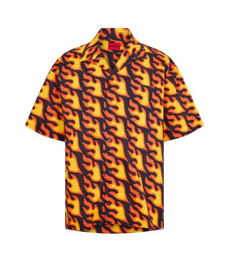 Chemise Motif/style Feu Homme Noir Jaune Hugo