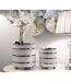 Lot de 2 Vases en Céramique Ray 24cm Blanc & Argent-5