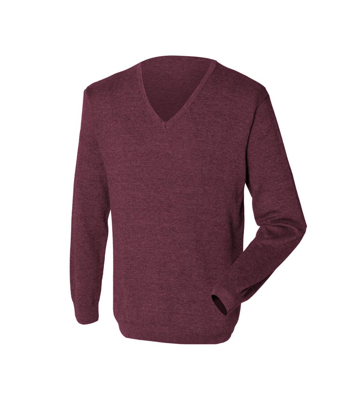 Henbury Mens 12 Gauge Fine Knit V-Neck Jumper/Sweatshirt (Burgundy)