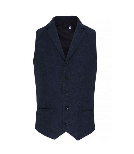 Mens herringbone waistcoat navy Premier